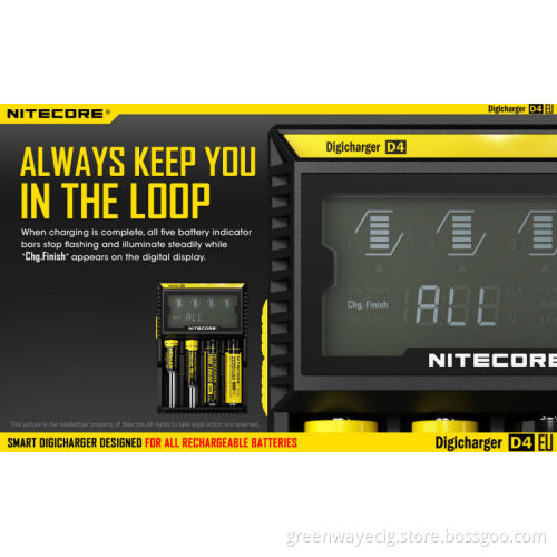 nitecore lcd charger D4 wholesale nitecore d4 intelligent charger for 18650 Li-ion battery vs xtar vc2